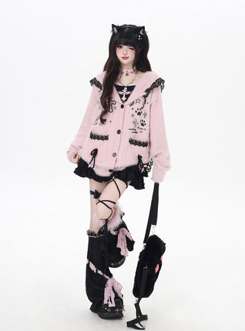 ［ファッション］レースフード付き うさ耳カーディガン【GC0PEZ】