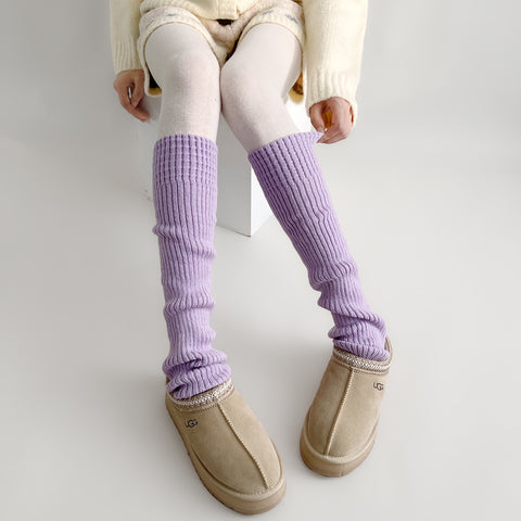 ［靴下］カラー ニット レッグウォーマー【35XSBQ】
