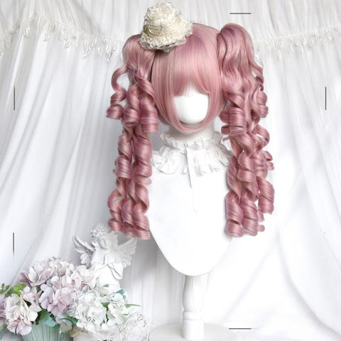 ［ウィッグ］ゴスロリ ピンク ツインテール 巻き髪【千层派】
