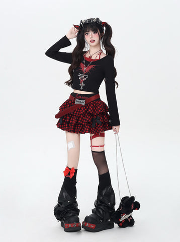 ［ファッション］ロゴチェッカースカート【DB6FPL】