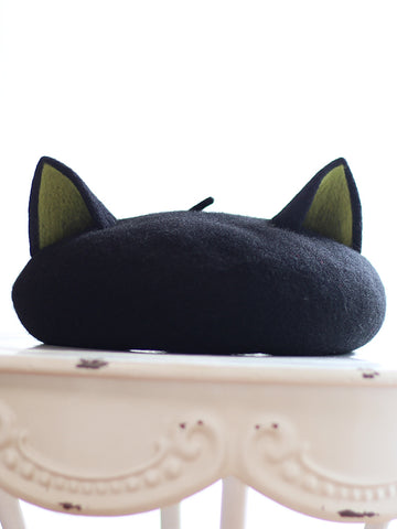 ［ファッション］猫耳 ウール ベレー帽【4EP8G8】