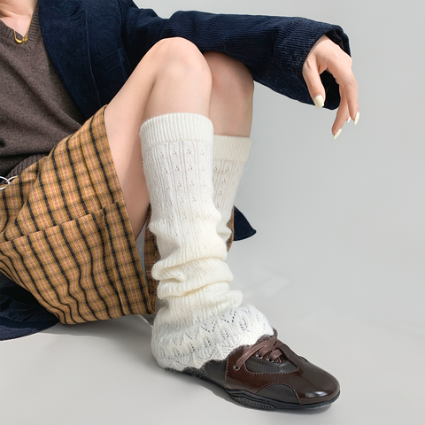 ［靴下］ベルボトム カラー ニット レッグウォーマー【W9W51S】