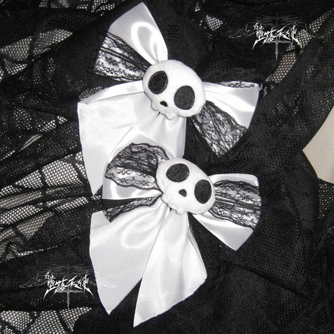 ［ファッション］サブカル スカル リボン ヘアピン チョーカー【T6TH6B】