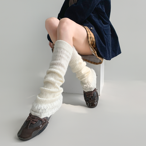 ［靴下］ベルボトム カラー ニット レッグウォーマー【W9W51S】