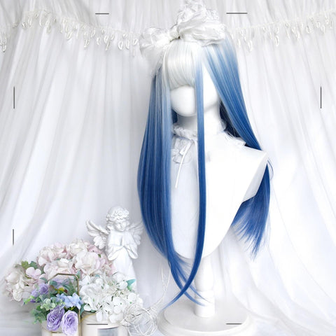 ［ウィッグ］ゴスロリ グラデーション ロングストレート【蓝瓷】