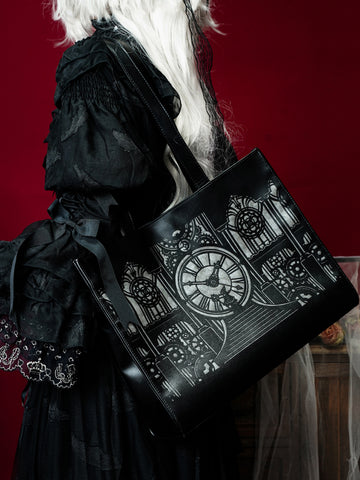［バッグ］ゴシック ダークパンク 時計塔 トートバッグ 【GCX0WG】
