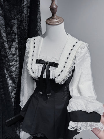 ［ファッション］地雷系 チェック レース ワンピース【4KHVSR】