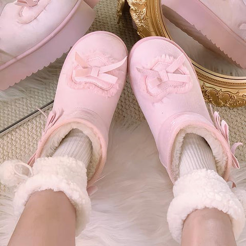 ［靴］ロリータ リボン スノーブーツ【E120L1】