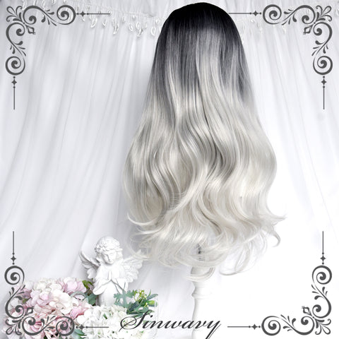 ［ウィッグ］ゴスロリ グラデーション ロングカール【墨银】