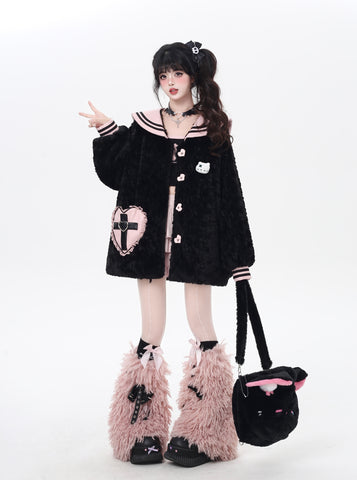 ［ファッション］ネイビーカラーランタンスリーブジャケット【0DDB6U】