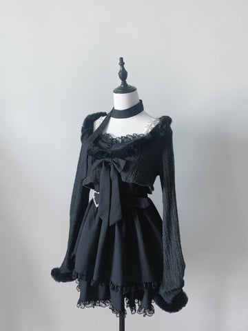 ［ファッション］地雷系 ショートカーディガン+キャミワンピース セットアップ 【2N874V】