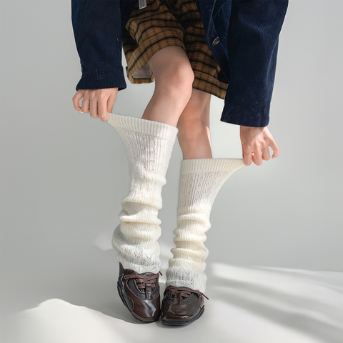 ［靴下］ベルボトム カラー ニット レッグウォーマー【W9W51S】