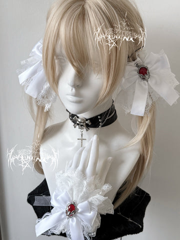 ［ファッション］量産型 地雷系  つけ袖 リボンクリップ【3ELUPP】