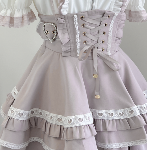 ［ファッション］地雷系 レースブブラウス+スカート【心跳芭菲】