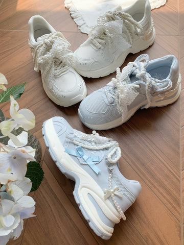 【受注予約】［靴］ロリータ パール リボン スニーカー【7CAIO1】