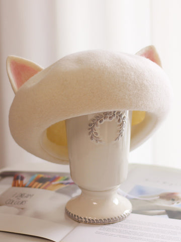 ［ファッション］猫耳 ウール ベレー帽【KZV9QK】