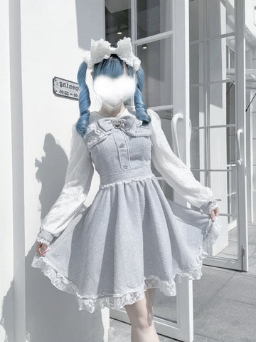 ［ファッション］地雷系 量産型 リボン ツイード ワンピース【1Q6IFD】