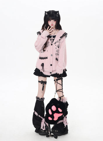 ［ファッション］レースフード付き うさ耳カーディガン【GC0PEZ】