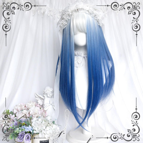 ［ウィッグ］ゴスロリ グラデーション ロングストレート【蓝瓷】