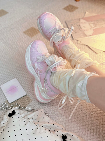 【受注予約】［靴］ロリータ パール リボン スニーカー【7CAIO1】