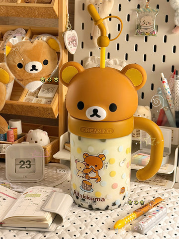 ［キャラグッズ］リラックマ 正規品 ボトル ガラス 1050ml【R92VNR】