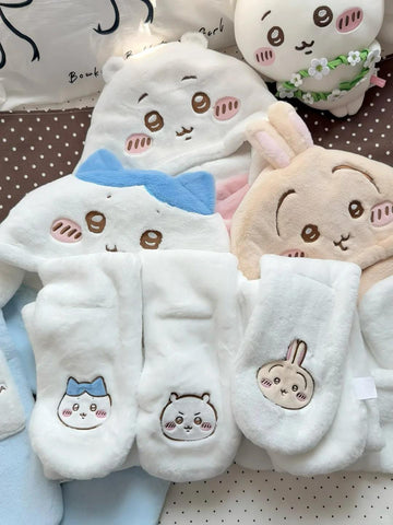 [キャラグッズ］ちいかわ 正規品 一体型 マフラー 帽子【BENGPR】
