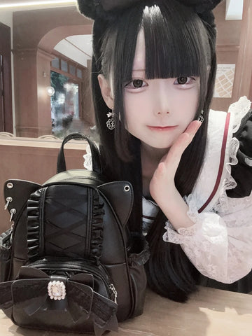 ［バッグ］地雷系 リボン 翼 リュック【F972RN】