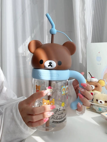 ［キャラグッズ］リラックマ 正規品 ボトル ガラス 1050ml【R92VNR】